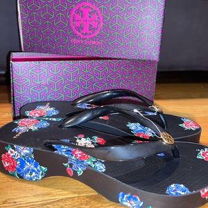 Tory Burch Cut-out Wedge Flip-Flops
